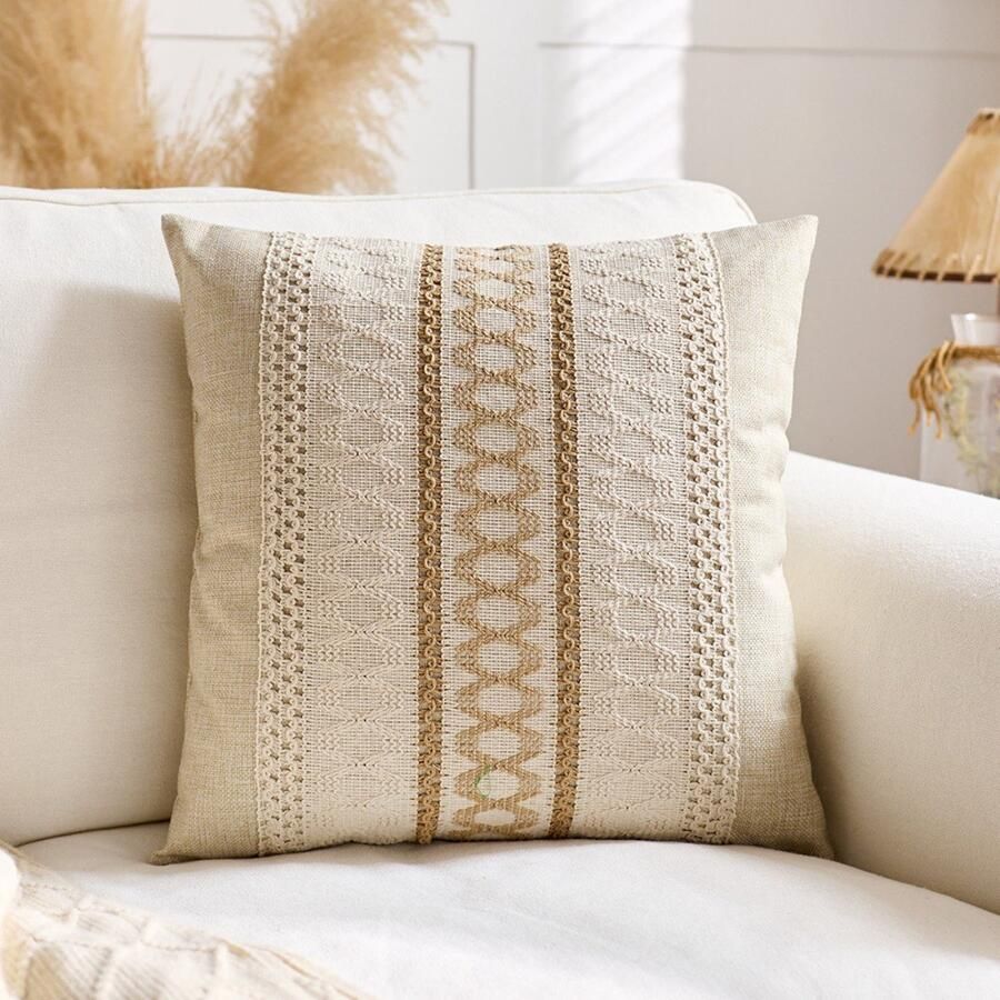 Kussensloop 45x45cm Slaapkamer Woondecoratie Kussenhoes voor Slaapbank Kussenhoes voor Slaapkamer Zonder Kern Katoen en Linnen Machinewasbaar Gebruik een waszak wordt aanbevolen voor het wassen in de machine - Foto 2