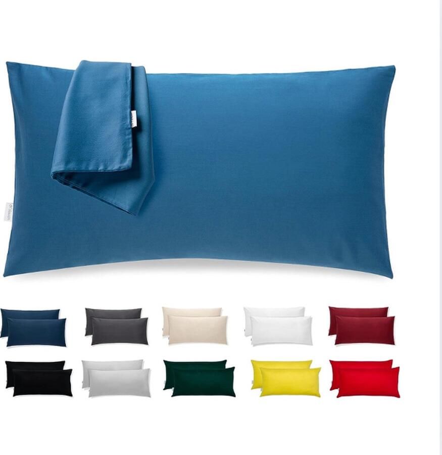 Kussensloop 50 x 80 cm katoen premium satijn set van 2 kussenhoezen decoratie voor kussens bed bank stof superzacht bestendig hypoallergeen anti-mijt kussensloop met verborgen