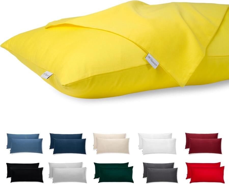 Kussensloop 50 x 80 cm katoen premium satijn set van 2 kussenhoezen decoratie voor kussens bed bank stof superzacht bestendig hypoallergeen anti-mijt kussensloop met verborgen