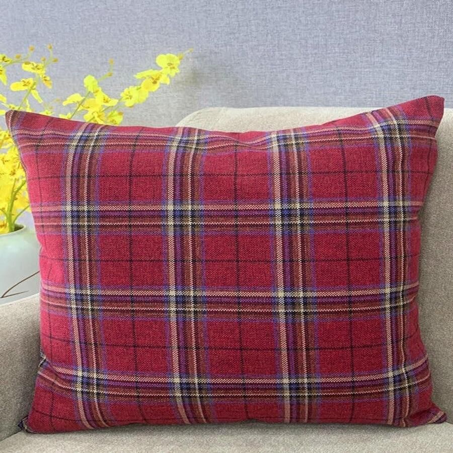 Furnibella -Kussensloop Geruit –rood– 50x70 cm – Sierkussenhoes voor Bank of Bed – Decoratief & Veelzijdig – 1 Stuk