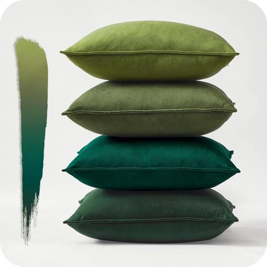 Groene fluwelen kussenhoezen set van 2 voor tuinstoel en bank zachte decoratieve kussenslopen voor woonkamer pluizige kussens 30 x 30 cm