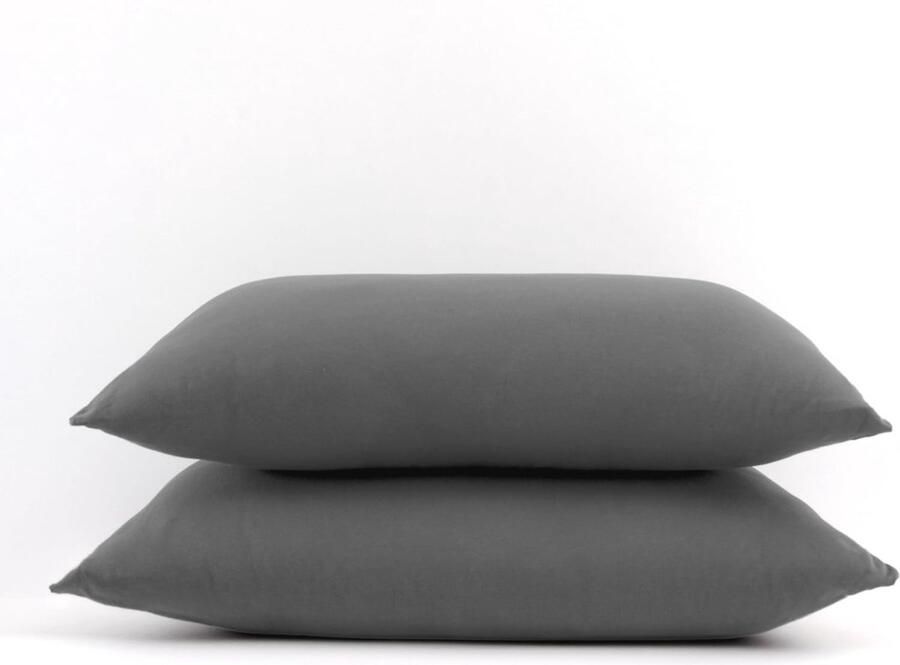 Kussensloop Set van 2 100% Premium Katoenen Jersey met Ritssluiting Zacht en Ademend (Grijs 50x70)