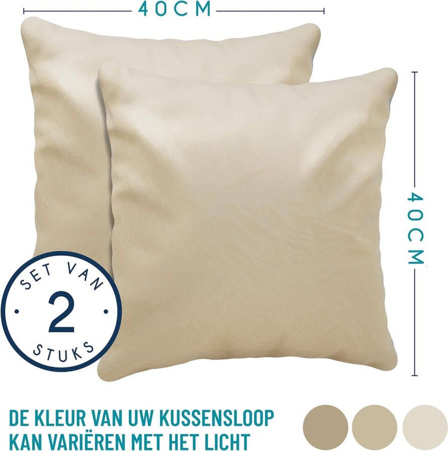 Kussensloop (Set van 2) – Beige Katoen Voor Kussens 40 x 40 cm 100% Jersey Katoen Beddengoed Dubbel Bed Kussensloop Kussenbeschermer Bestendig en Hypoallergeen