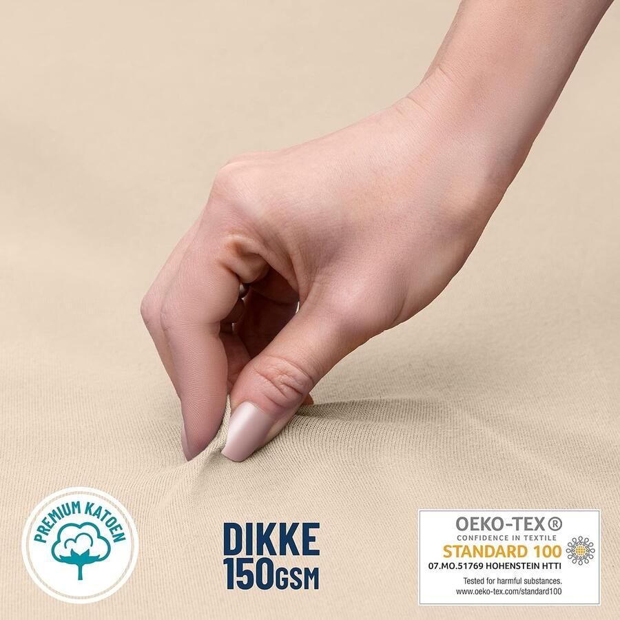 Kussensloop (Set van 2) – Beige Katoen Voor Kussens 40 x 80 cm 100% Jersey Katoen Beddengoed Dubbel Bed Kussensloop Kussenbeschermer Bestendig en Hypoallergeen