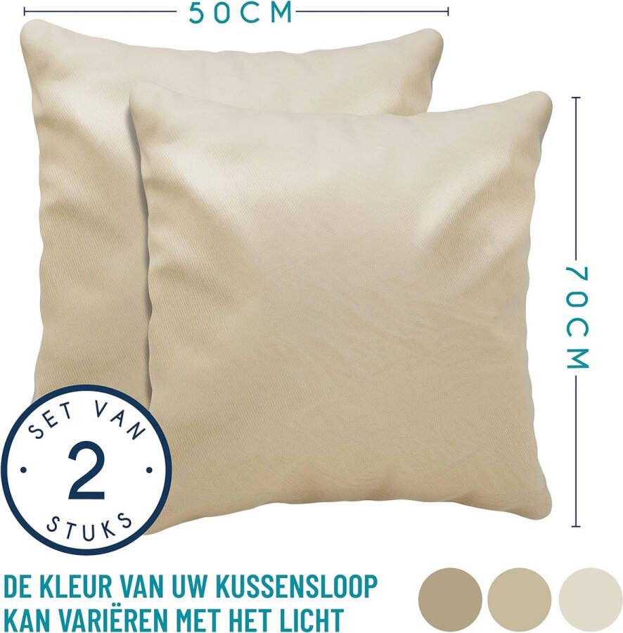 Kussensloop (Set van 2) – Beige Katoen Voor Kussens 50 x 70 cm 100% Jersey Katoen Beddengoed Dubbel Bed Kussensloop Kussenbeschermer Bestendig en Hypoallergeen