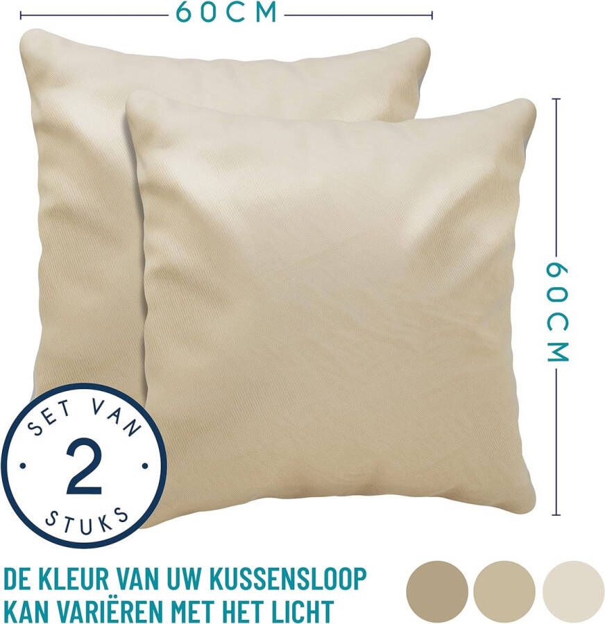 Kussensloop (Set van 2) – Beige Katoen Voor Kussens 60 x 60 cm 100% Jersey Katoen Beddengoed Dubbel Bed Kussensloop Kussenbeschermer Bestendig en Hypoallergeen