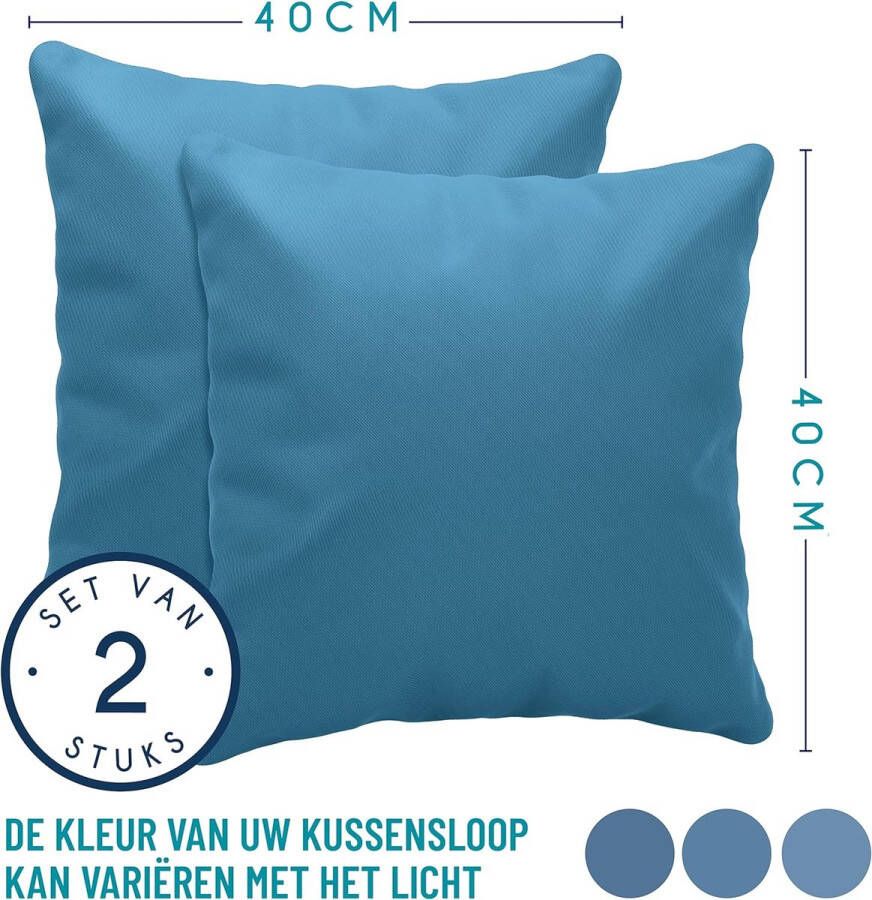 Kussensloop (Set van 2) – Blauw Katoen Voor Kussens 40 x 40 cm 100% Jersey Katoen Beddengoed Dubbel Bed Kussensloop Kussenbeschermer Bestendig en Hypoallergeen