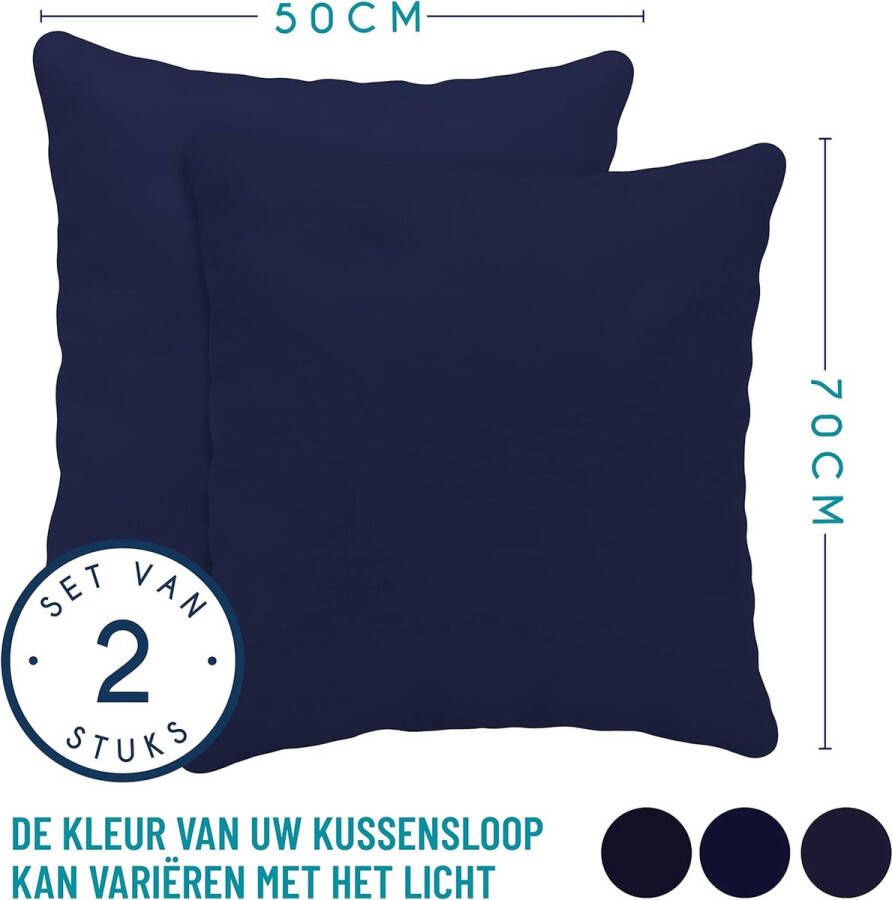 Kussensloop (Set van 2) – Donkerblauw Katoen Voor Kussens 50 x 70 cm 100% Jersey Katoen Beddengoed Dubbel Bed Kussensloop Kussenbeschermer Bestendig en Hypoallergeen