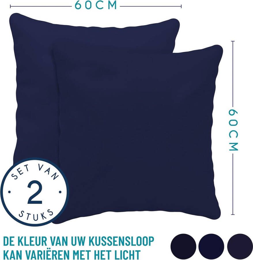 Kussensloop (Set van 2) – Donkerblauw Katoen Voor Kussens 60 x 60 cm 100% Jersey Katoen Beddengoed Dubbel Bed Kussensloop Kussenbeschermer Bestendig en Hypoallergeen