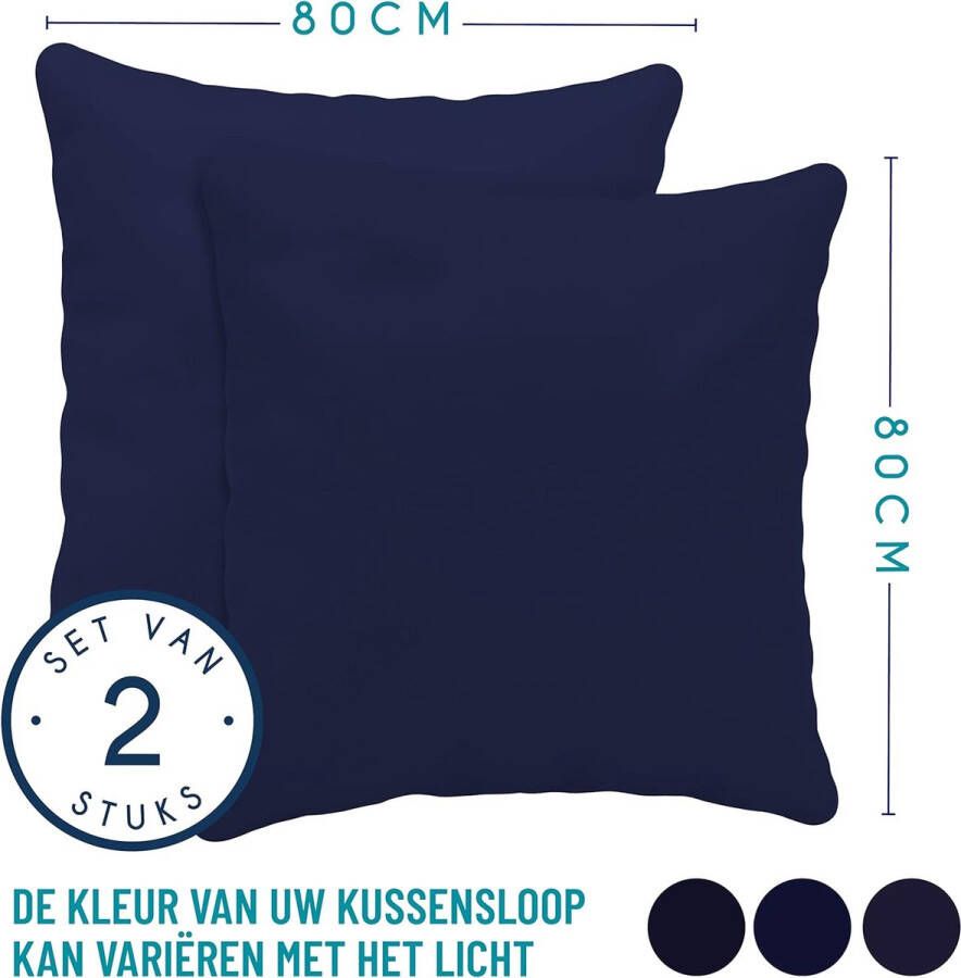 Kussensloop (Set van 2) – Donkerblauw Katoen Voor Kussens 80 x 80 cm 100% Jersey Katoen Beddengoed Dubbel Bed Kussensloop Kussenbeschermer Bestendig en Hypoallergeen