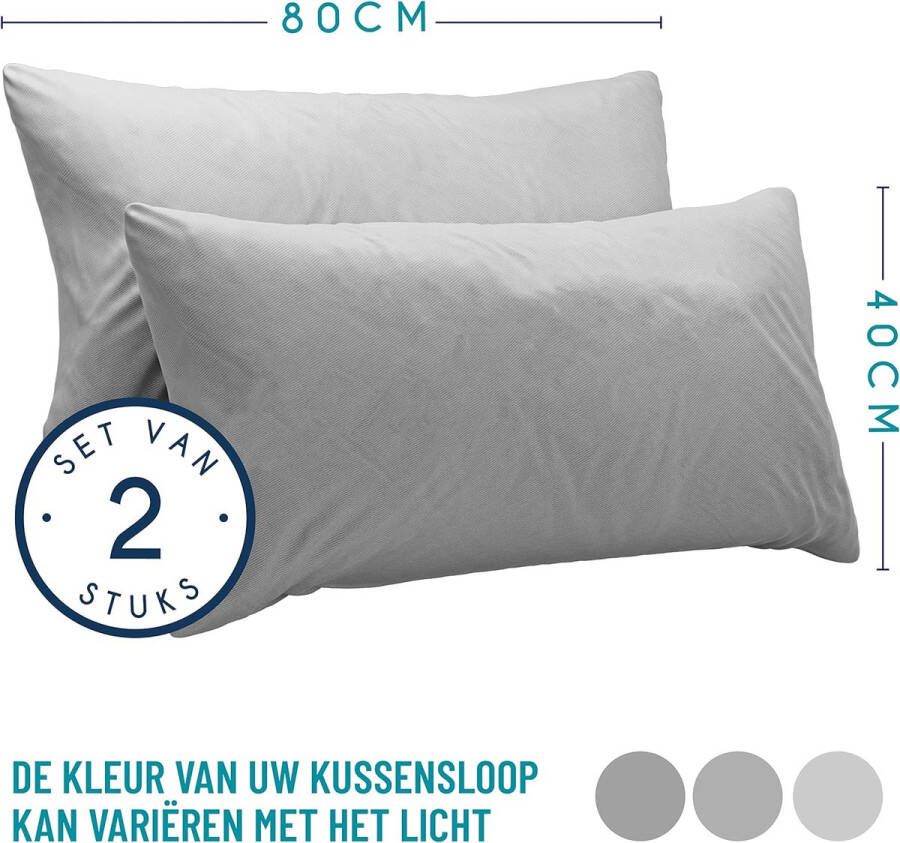 Kussensloop (Set van 2) – Grijs Katoen Voor Kussens 40 x 80 cm 100% Jersey Katoen Beddengoed Dubbel Bed Kussensloop Kussenbeschermer Bestendig en Hypoallergeen