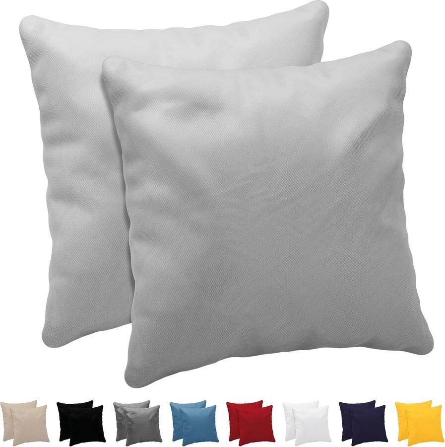 Kussensloop (Set van 2) – Grijs Katoen Voor Kussens 40 x 40 cm 100% Jersey Katoen Beddengoed Dubbel Bed Kussensloop Kussenbeschermer Bestendig en Hypoallergeen