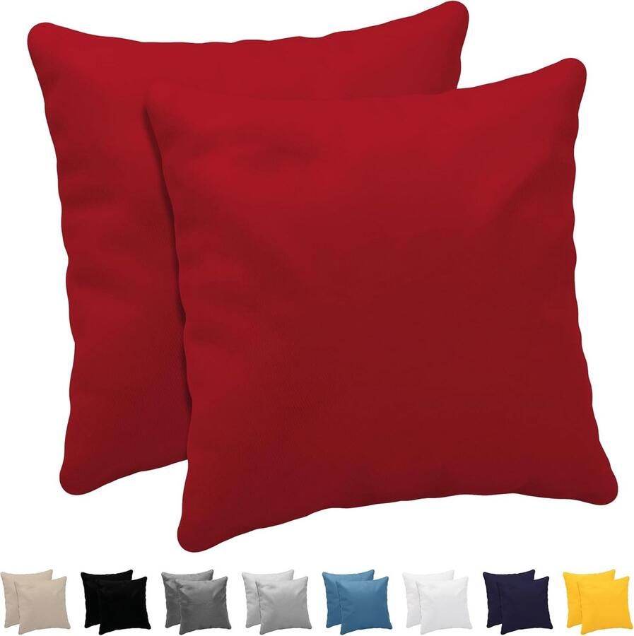 Kussensloop (Set van 2) – Rood Katoen Voor Kussens 80 x 80 cm 100% Jersey Katoen Beddengoed Dubbel Bed Kussensloop Kussenbeschermer Bestendig en Hypoallergeen