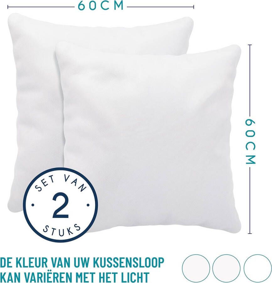 Kussensloop (Set van 2) – Wit Katoen Voor Kussens 60 x 60 cm 100% Jersey Katoen Beddengoed Dubbel Bed Kussensloop Kussenbeschermer Bestendig en Hypoallergeen