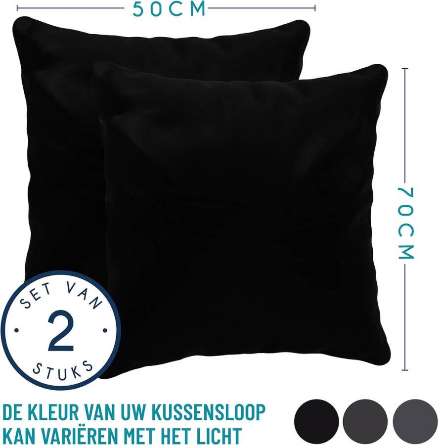 Kussensloop (Set van 2) – Zwart Katoen Voor Kussens 50 x 70 cm 100% Jersey Katoen Beddengoed Dubbel Bed Kussensloop Kussenbeschermer Bestendig en Hypoallergeen