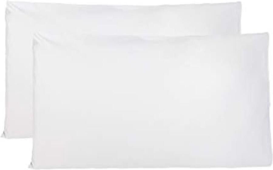 Kussenslopen 100% Pure katoen 50x80 CM Set van 2 Bed Kussen Stoffen Gemaakt in Italië Tassluiting Solid Color Standaard Maat met Wit