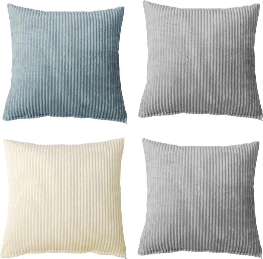 Kussenslopen 40 x 40 cm set van 4 zacht fluweel decoratieve kussenslopen met ritssluiting voor slaapkamer en bank