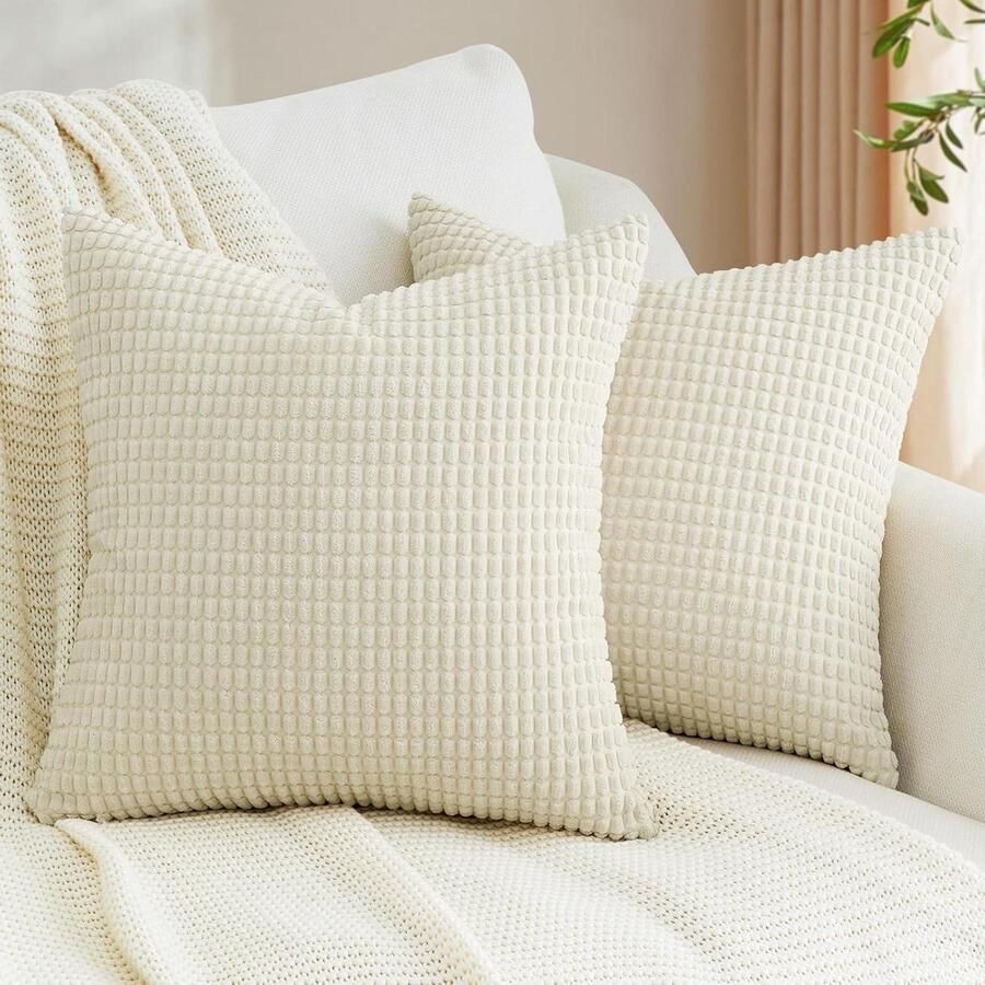 Kussenslopen 60 x 60 cm Set van 2 Zacht en comfortabel geribbeld fluweel Moderne stijl Decoratief voor bank slaapkamer en woonkamer