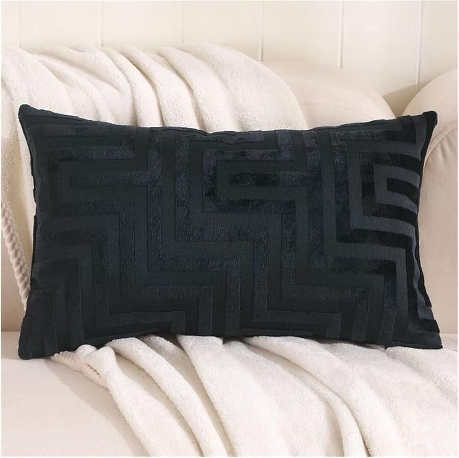 Furnibella -Kussenslopen Corduroy 50x70 cm – zwart– Zachte Sofa Kussenhoezen met Ritssluiting – Decoratieve & Veelzijdige Sierkussens voor Bank Bed of Stoel