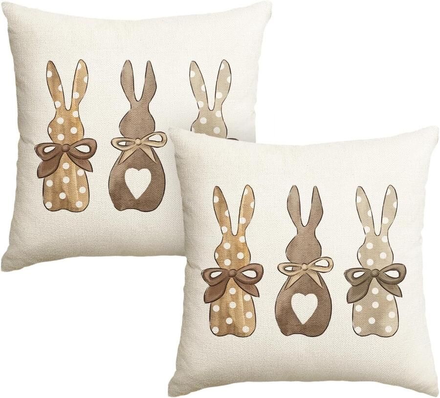 Kussenslopen met stippen konijn konijn Pasen 45 x 45 cm lente decoratieve kussensloop hoes voor bank woonkamer decoratie
