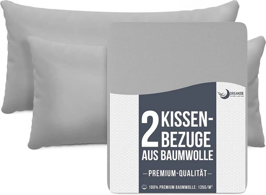 Kussenslopen (Set van 2) Voor Kussens 40 x 80 cm Grijs Katoen 100% Jersey Katoen Kussensloop 2 Pak Beddengoed Dubbel Bed Kussensloop Kussenbeschermer Bestendig en Hypoallergeen