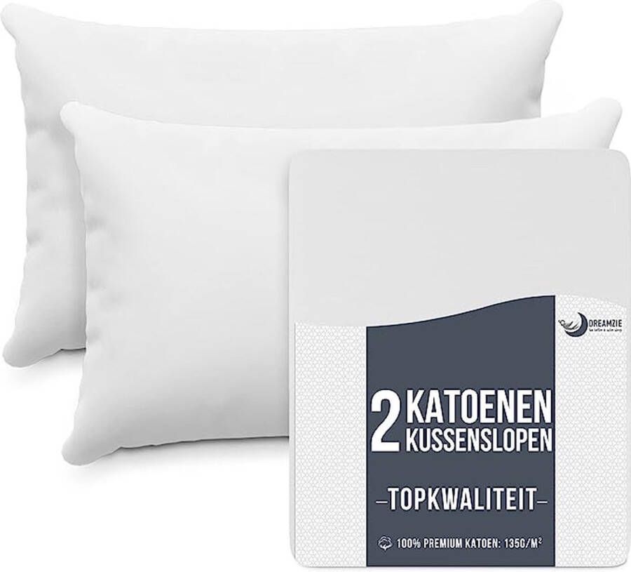 Kussenslopen (Set van 2) Voor Kussens 50 x 70 cm Wit Katoen 100% Jersey Katoen Kussensloop 2 Pak Beddengoed Dubbel Bed Kussensloop Kussenbeschermer Bestendig en Hypoallergeen