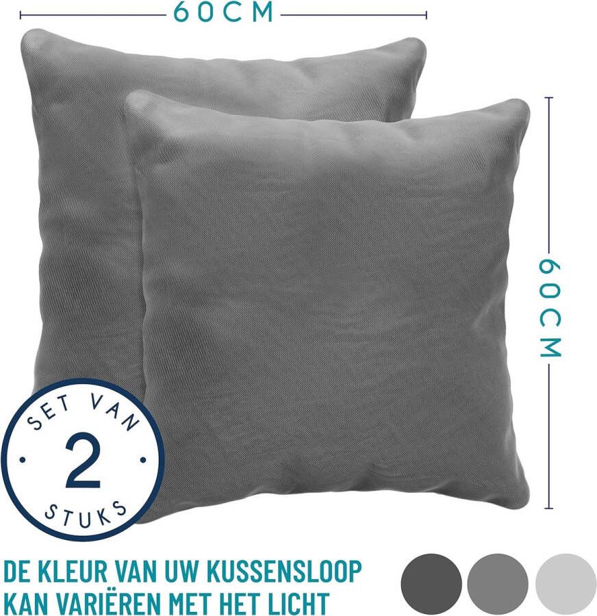 Kussenslopen (Set van 2) Voor Kussens 60 x 60 cm Antraciet Katoen 100% Jersey Katoen Kussensloop 2 Pak Beddengoed Dubbel Bed Kussensloop Kussenbeschermer Bestendig en Hypoallergeen