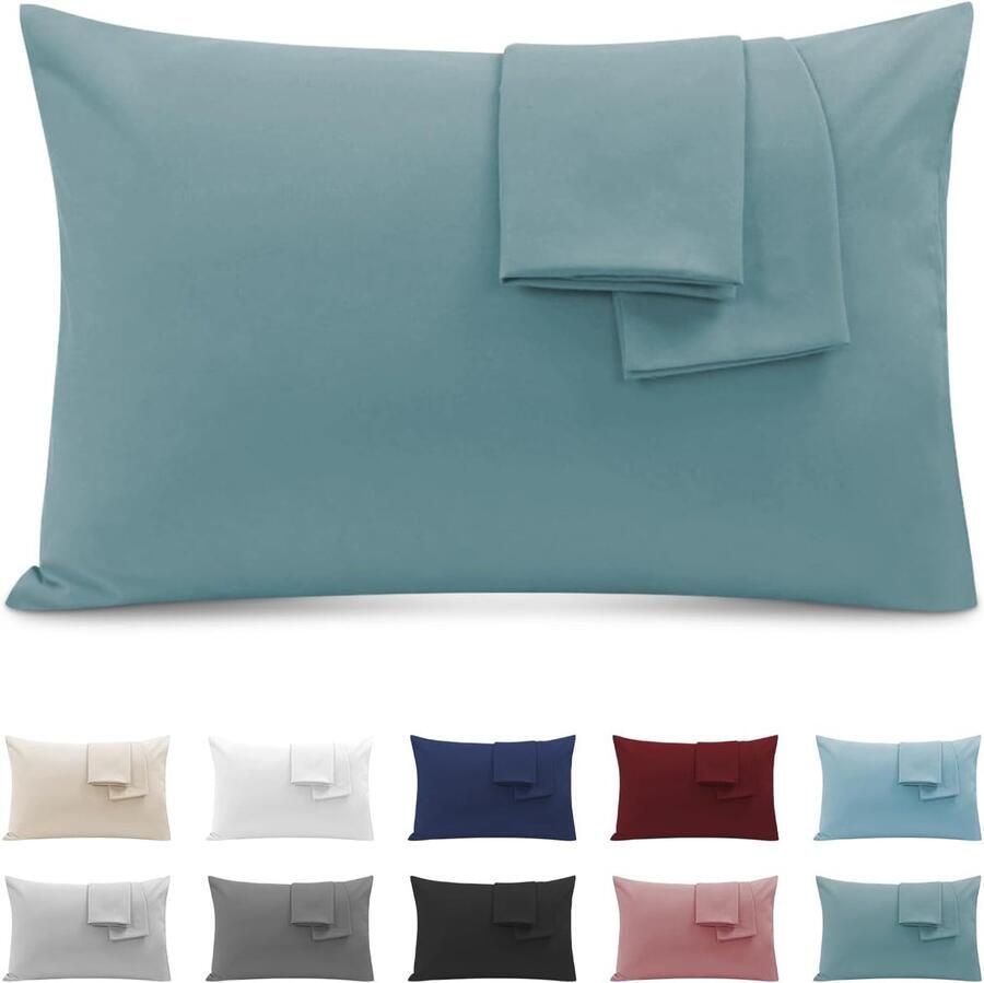 Kussenslopen Set van 2 voor Tweepersoonsbed 50x70cm Premium Microvezel Ademend en Hypoallergeen Groen