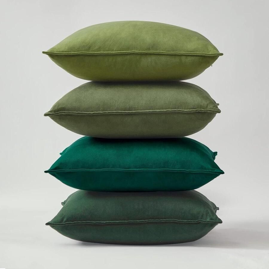 Kussenslopen Set van 4 50x50 cm Groen Fluwelen Pluizige Grote Zachte Kussens Voor Sofa Bed Stoel Woonkamer Inrichting