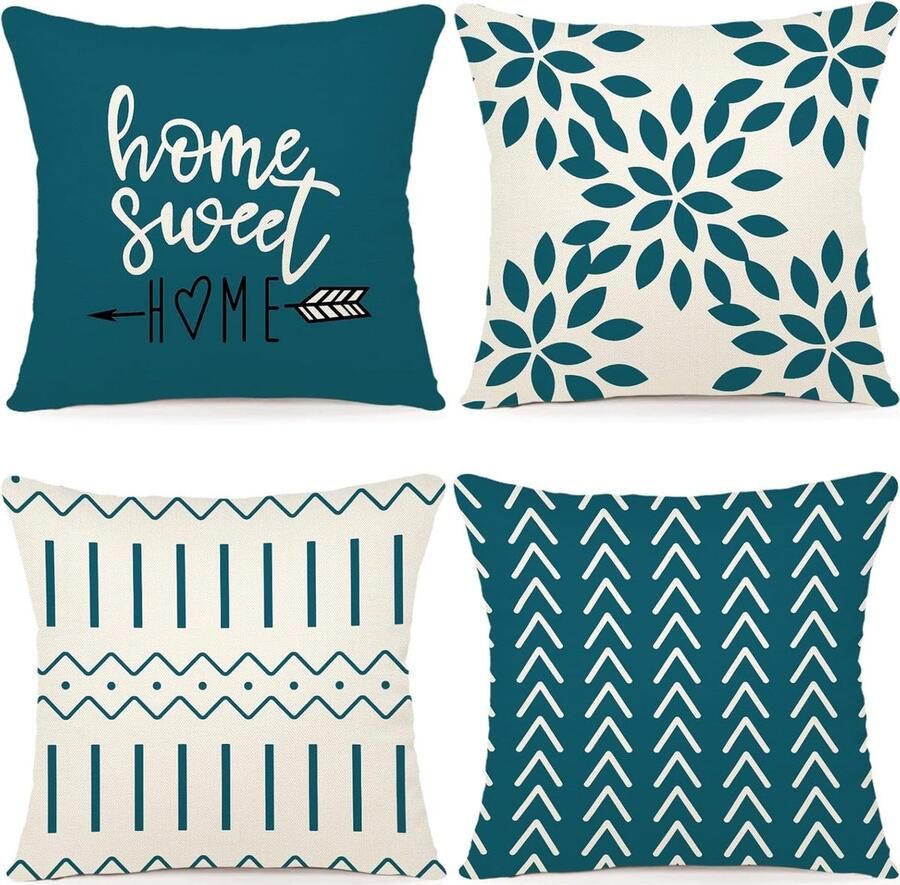 Kussenslopen set van 4 kussenslopen linnen kussensloop sierkussen kussenslopen voor bank tuinbed bank kussen 45 x 45 cm (set van 4)