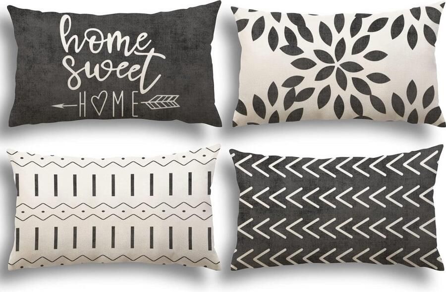 Kussenslopen set van 4 kussenslopen linnen kussensloop sierkussen kussenslopen voor bank tuinbed bank kussen 30 x 50 cm (set van 4)