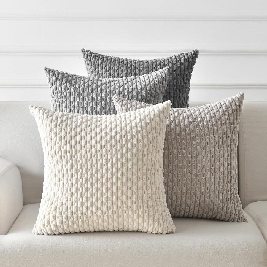 Kussenslopen van corduroy Boho-design set van 4 50x50 cm