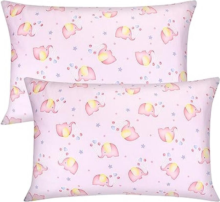 Kussenslopen voor babybed Set van 2 100% Katoen 40 x 60 cm Olifantenpatroon