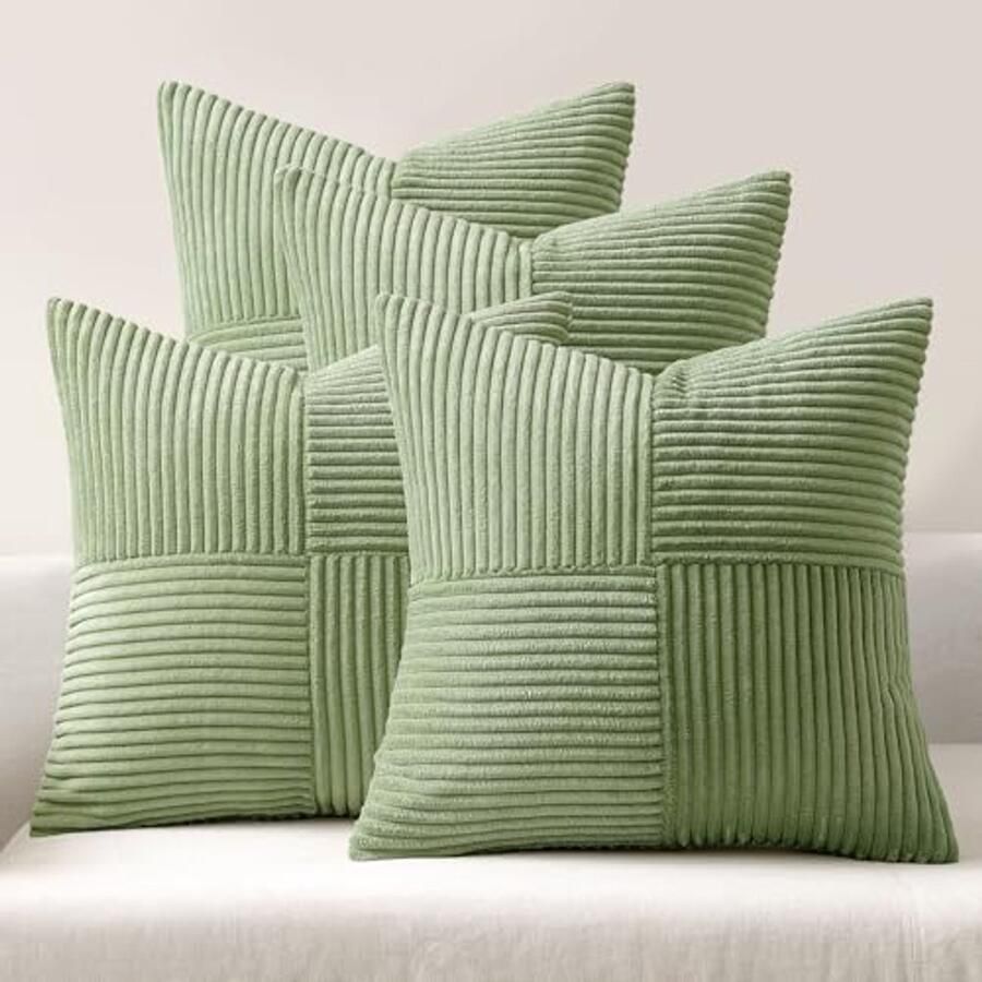 Kussenslopen voor bank corduroy groen 50 x 50 cm 4 stuks modern en zacht