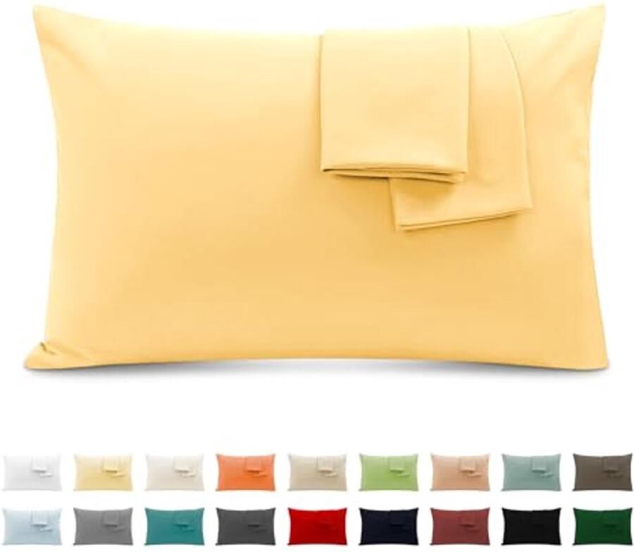 Kussenslopen voor Tweepersoonsbed 40x70 cm Set van 2 Ademend en Hypoallergeen Lichtgeel