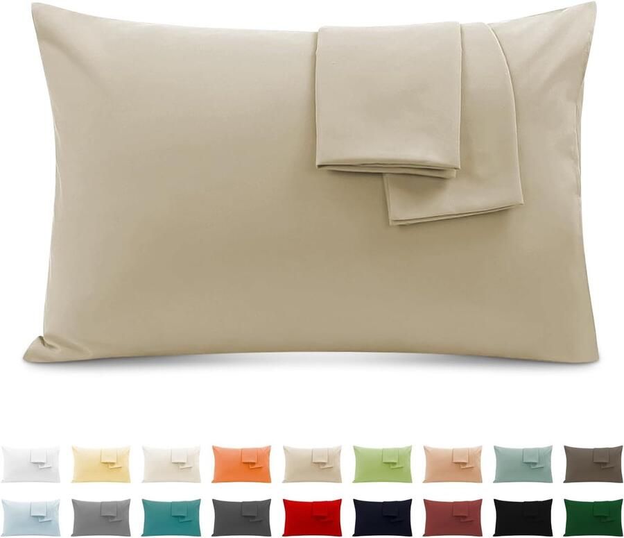 Kussenslopen voor Tweepersoonsbed 40x70 cm Set van 2 Hypoallergeen Katoen met Envelopsluiting Zacht en Ademend
