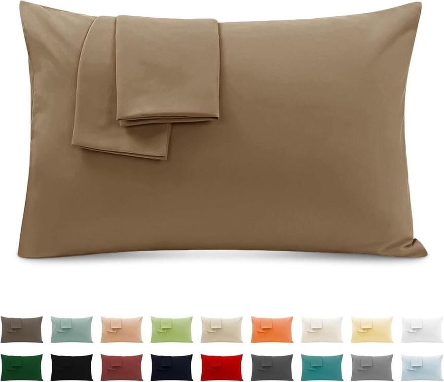 Kussenslopen voor Tweepersoonsbed Hypoallergeen 2 Stuks Taupe Katoen 50x70 cm