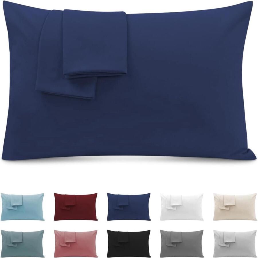 Kussenslopen voor Tweepersoonsbed Zacht en Ademend Set van 2 Blauw Microvezel 40x70cm