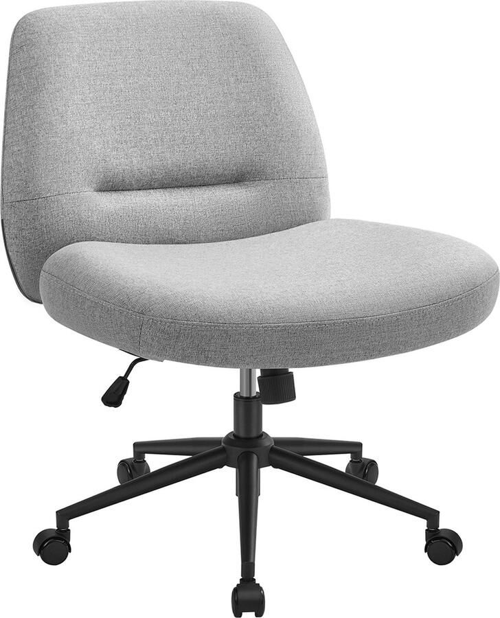 Woon Wereld Kwartelstoel make-up stoel draaistoel zonder armleuningen bureaustoel brede zitting modern met kruisonderstel in hoogte verstelbaar wipfunctie duifgrijs