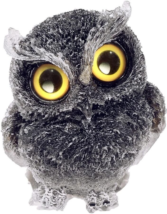 KYEYGWO Obsidiaan schattige kristallen uil beeldje ornamenten mini stenen schreeuwende uil beelden hars dieren sculptuur talisman helende stenen vogels decoratie voor thuis kantoor tafel bloempot micro landschap 6 cm