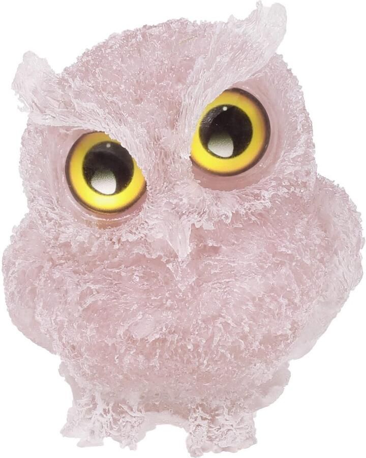 KYEYGWO Rozenkwarts schattige kristallen uil beeldje ornamenten mini stenen schreeuwuil beelden hars dieren sculptuur talisman helende stenen vogels decoratie voor thuis kantoor tafel bloempot micro landschap 7 5 cm
