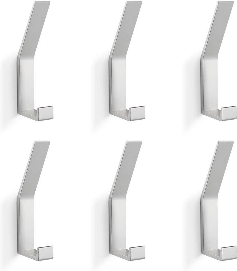 KYOEON Kapstokhaken Wandmontage Kapstokhaken Zilver 6 Stuks Handdoek- en Badjashaken Wandhaken voor Keuken Deur Badkamer Hal en Gang