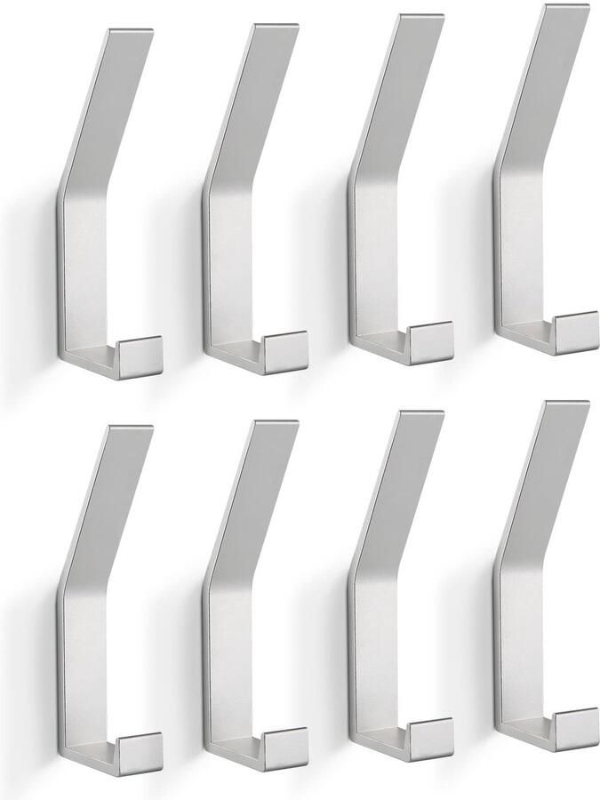 KYOEON Kapstokhaken Wandmontage Kapstokhaken Zilver 8 Stuks Handdoek- en Badjashaken Wandhaken voor Keuken Deur Badkamer Hal en Gang