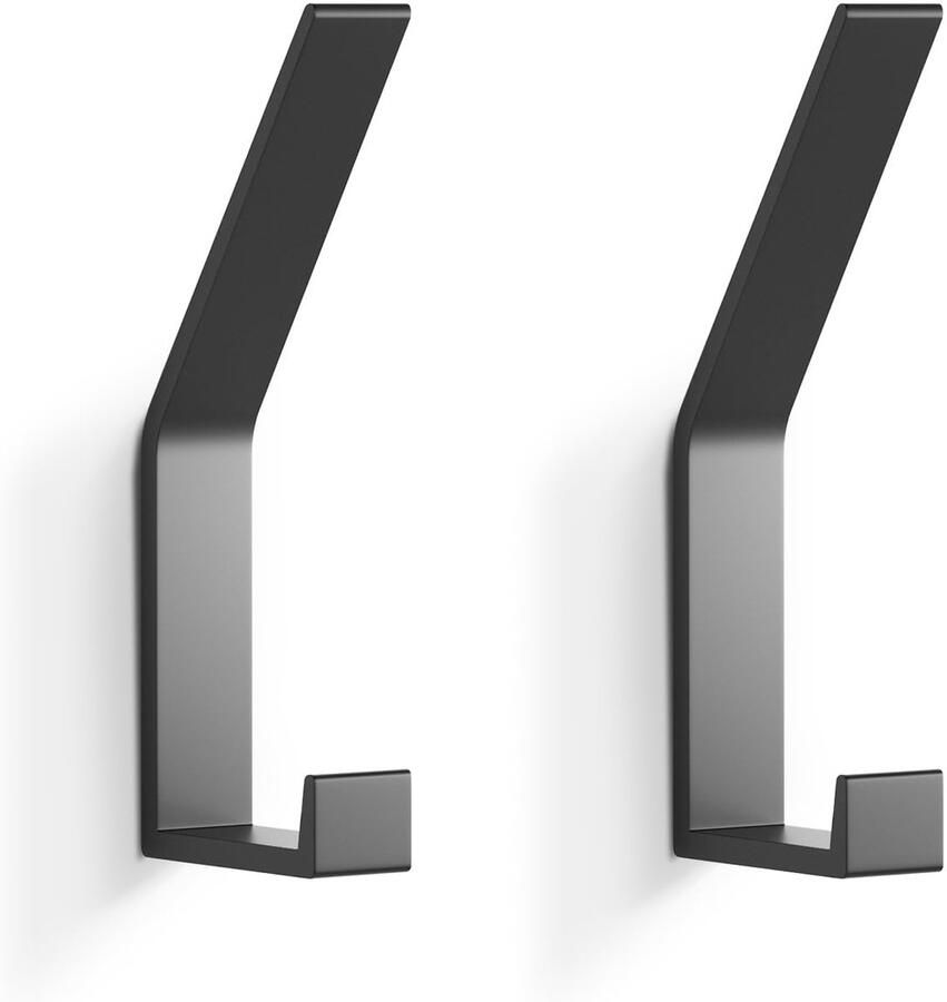 KYOEON Kapstokhaken Wandmontage Kapstokhaken Zwart 2 Stuks Handdoek- en Badjashaken Wandhaken voor Keuken Deur Badkamer Hal en Gang