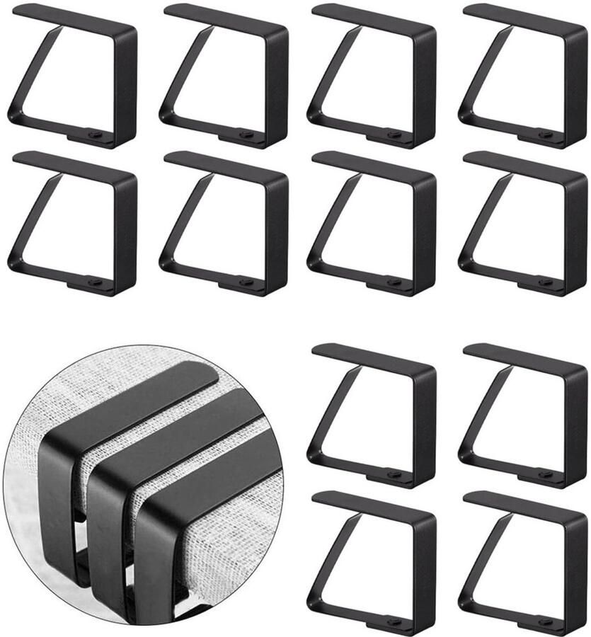 KZQ 12 Stuks Tafelkleedklemmen Afelkleedklemmen Tafellakenklemmen Klemmetjes Verstelbare Tafelkleedhouders Tafelaccessoires Tuinartikelen Tafelkleed Vastzetten Voor Dikke Tafels Voor Dikke Tafels Tuintafel 5 x 4 cm