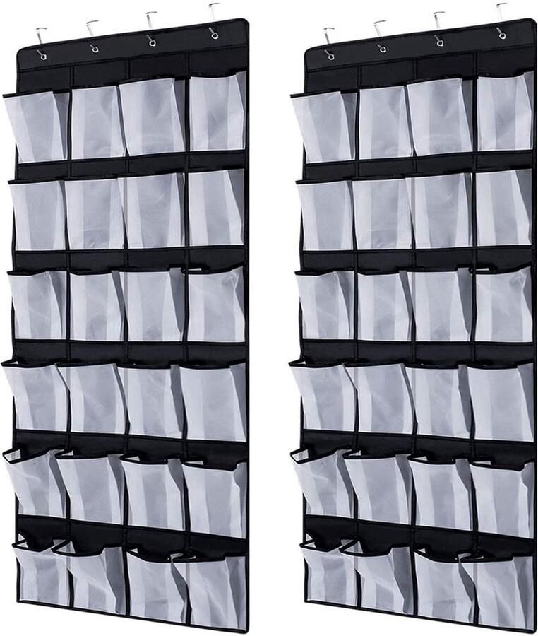 KZQ 2 stuks Schoenenzak hangend Schoenen opberger Organizer aan de deur BH Organizer BH Verdeler voor in Kast Organizer Hangende Opberger Oplossing voor rondslingerende schoenen Opbergen van Schoenen aan Deur 48 vakken