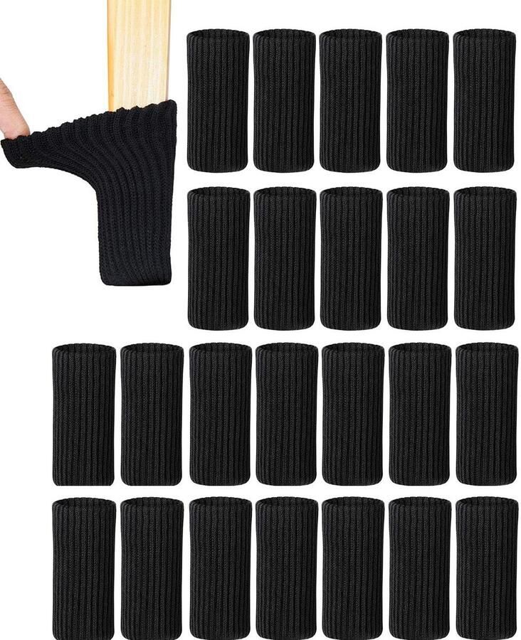 KZQ 24 Stuks Stoelpoot Doppen Viltjes Stoelpoten Stoelsokken Stoelpoot Beschermers Ingebouwde Plakstrip Poten Voor Meubels Stoelpoot Sokken Stoelbeschermer Stoeldoppen Meubelviltjes Vloerbeschermers Voor Stoelen Zwart
