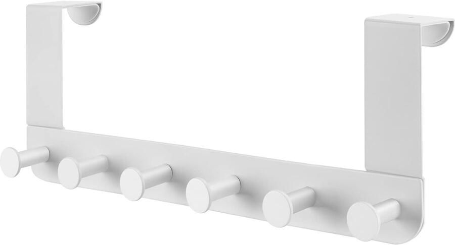 KZQ Metalen deurkapstok 6 deurhaken Hangende deurkapstok Hangende opbergrek Hangende deurkapstok (voor handdoeken en kleding) Wandkapstok Haken Wit