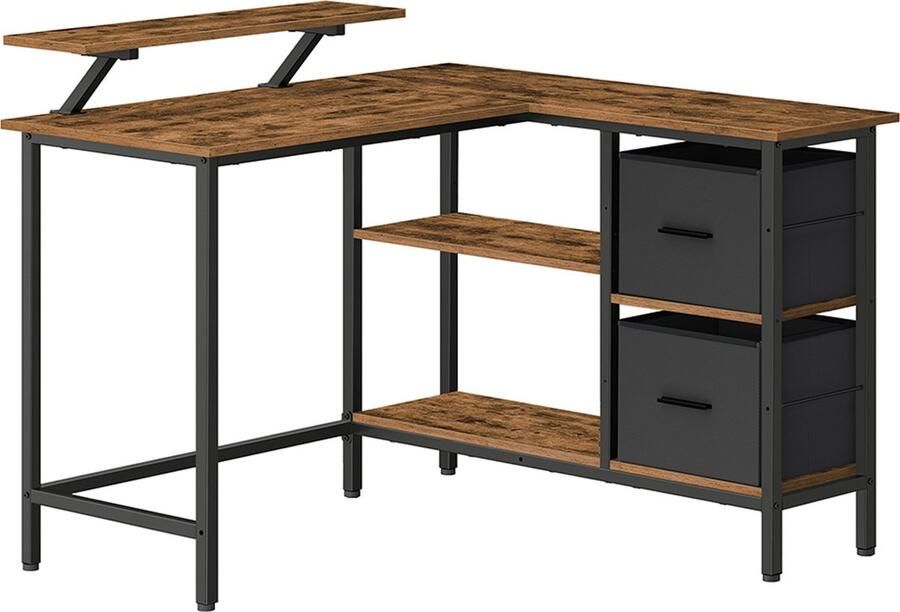 Woon Wereld L-vormig bureau met 2 lades 115 x 105 cm