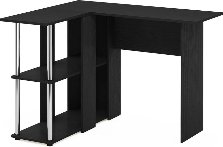 L-vormig bureau met boekenplank modern design 1 stuk bewerkt hout Americano Chroom 104 5 x 73 51 x 87 5 cm
